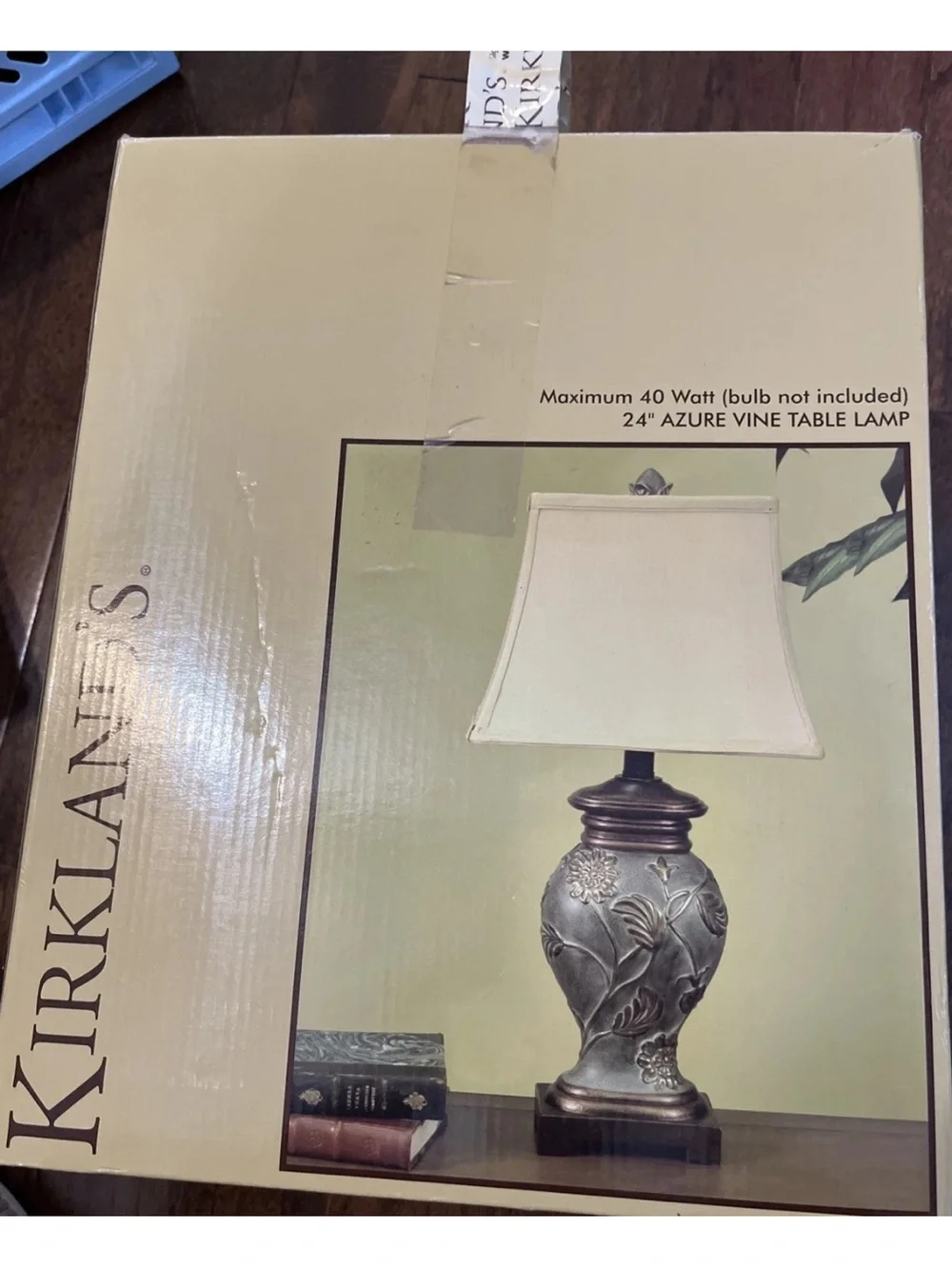 Kirklands Bronze-Toned Vase Lamp with Cream Shade